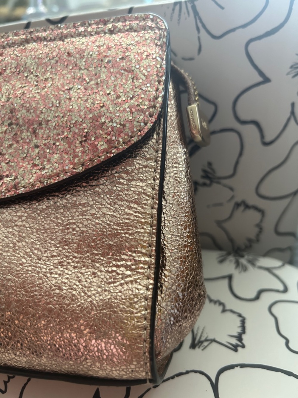 Coach Flap Clutch in Rose Gold Crinkle
Metallic Glitter wristlet/clutch - Picture 3 of 13